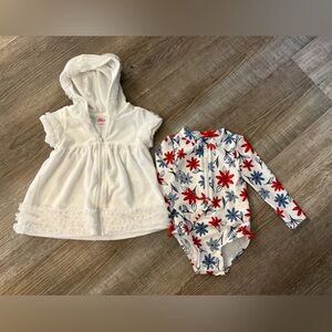 Carter's Kids Swim Rashguard Set - White, Red, and Blue